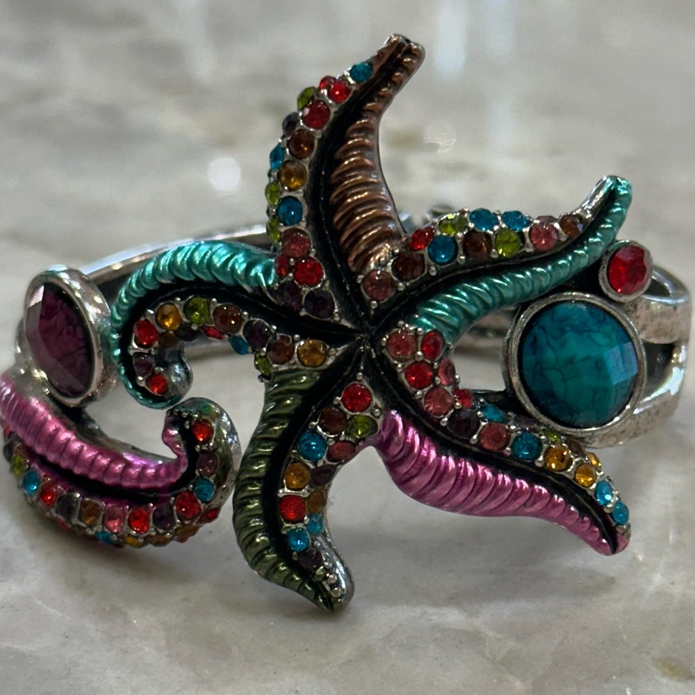 Multicolor Starfish Statement Cuff Bracelet